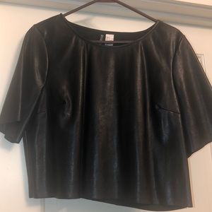 Black leather crop top